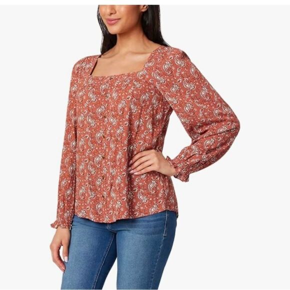 Angels Forever Young Women's Kehlani Square Neck Rayon Long Sleeve Blouse- size - Picture 5 of 7